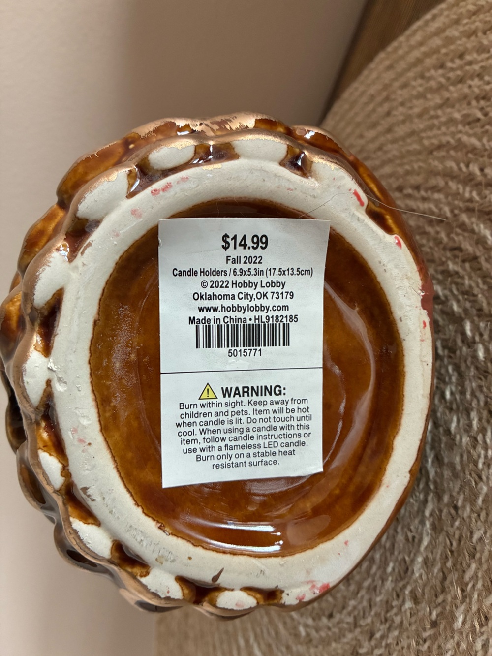 Hobby Lobby Metallic Ceramic Owl Candle Holder - Picture 6 of 8